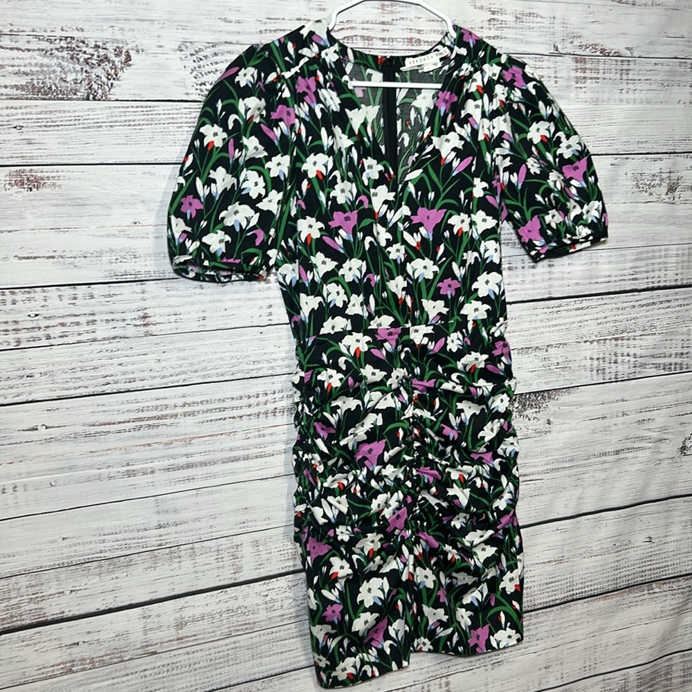 Veronica Beard Janis Floral Ruched Dress Size 4 - Picture 7 of 16